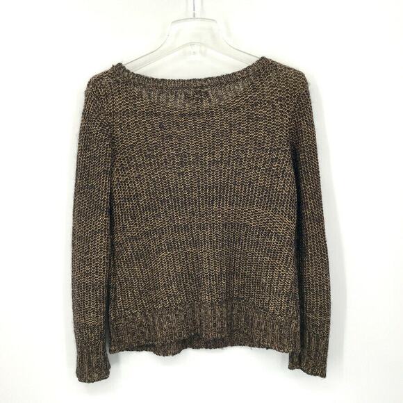 Eileen Fisher Open Weave Sweater‎ Sz XS Black Gold Metallic Alpaca Mohair Marled - Picture 3 of 5